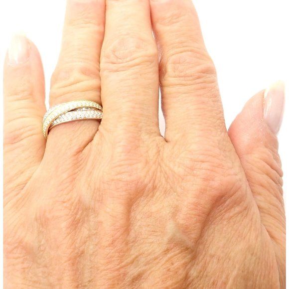 Authentic! Cartier Trinity 18k Gold Diamond Small Model Band Ring Size 51 Cert - Picture 3 of 10